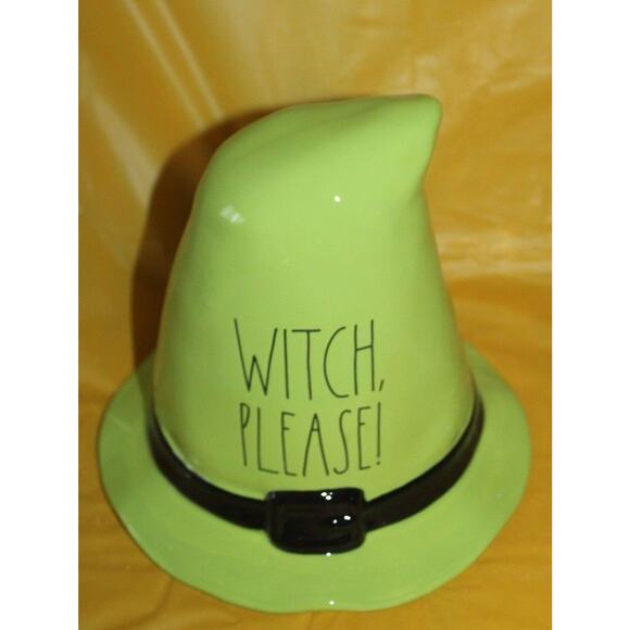 Rae Dunn Witch Please Ceramic Figural Hat Green Black Halloween Decoration - Picture 3 of 8